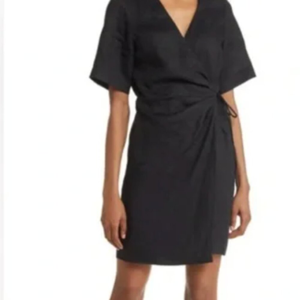 & Other Stories Black Short-Sleeve Wrap Mini Dress